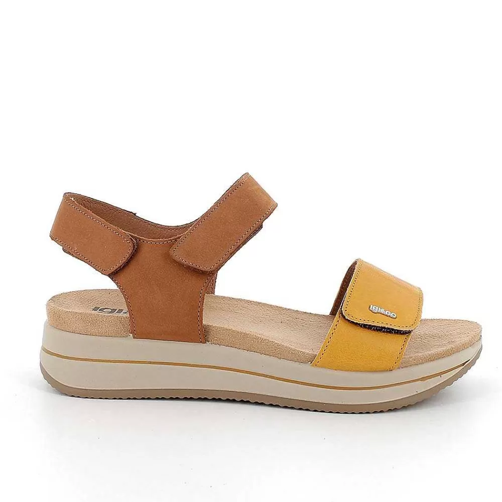 Zeppe | Igi&Co Sandali Con Zeppa In Pelle Da Donna Cuoio-Giallo