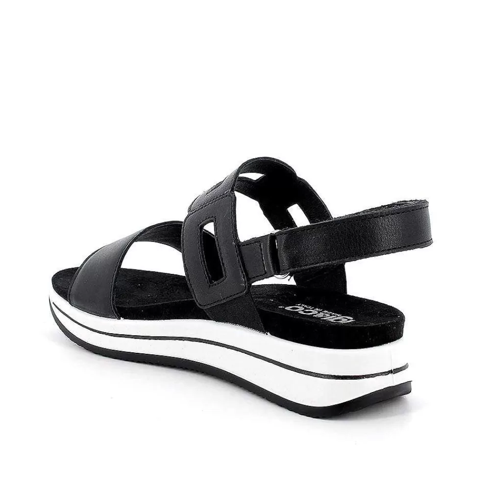 Zeppe | Igi&Co Sandali Con Zeppa In Pelle Da Donna Nero