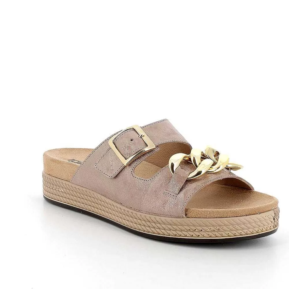 Sandali E Infradito | Igi&Co Sandali In Pelle Da Donna Caramel Laminato