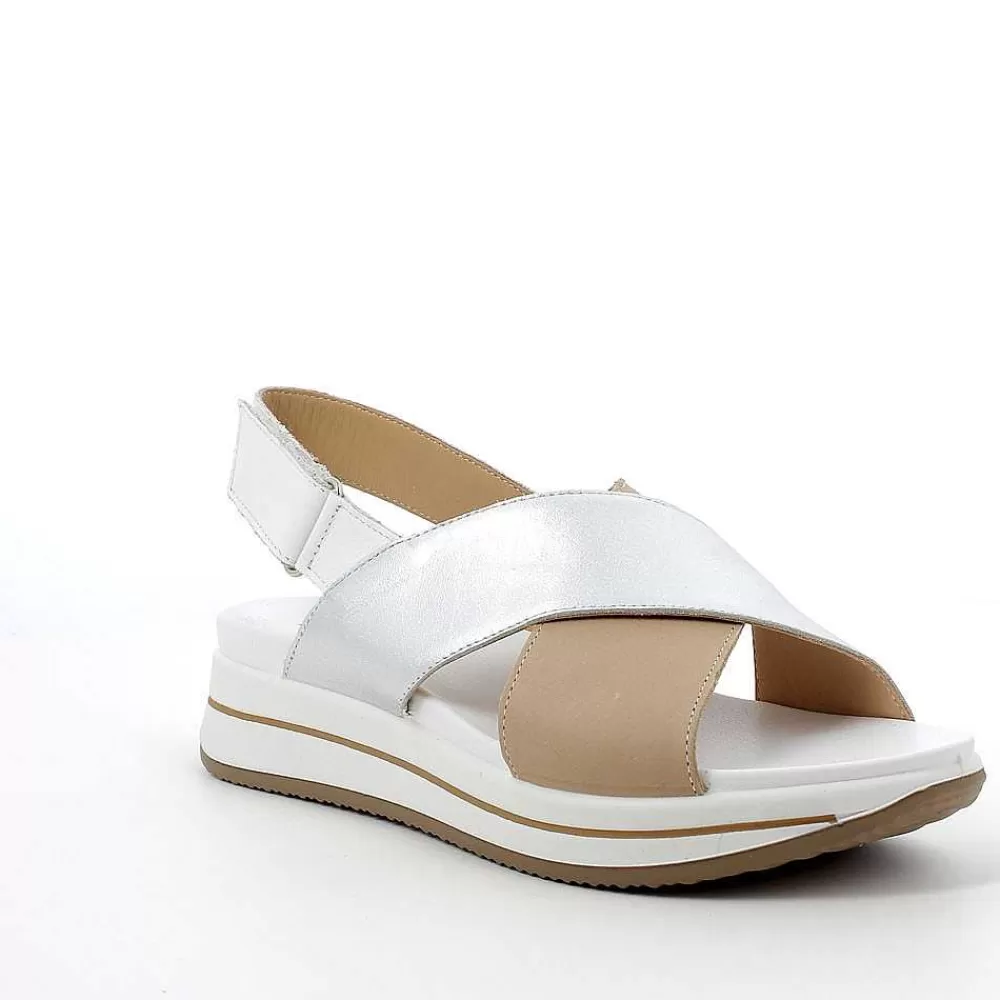 Sandali E Infradito | Igi&Co Sandalo In Pelle Da Donna Beige-Argento