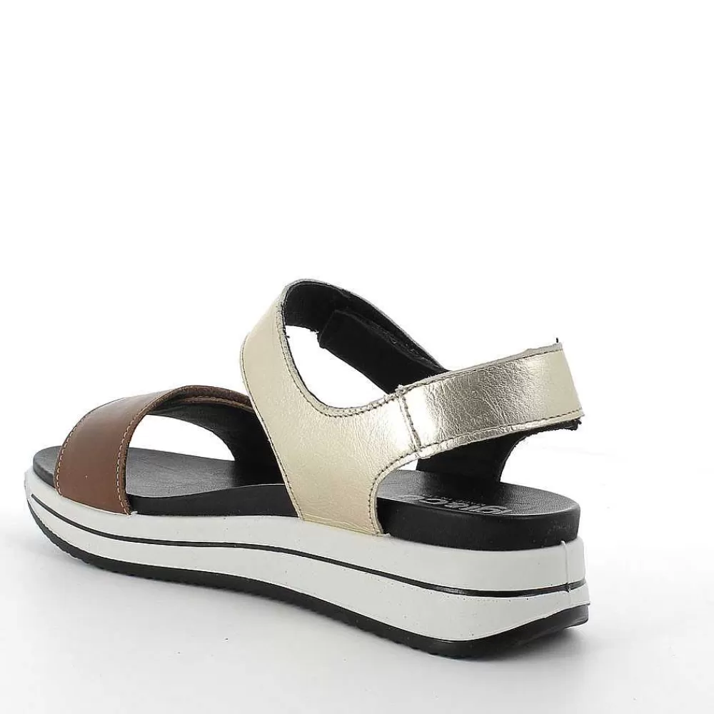 Sandali E Infradito | Igi&Co Sandalo In Pelle Da Donna Marrone Chiaro-Platino