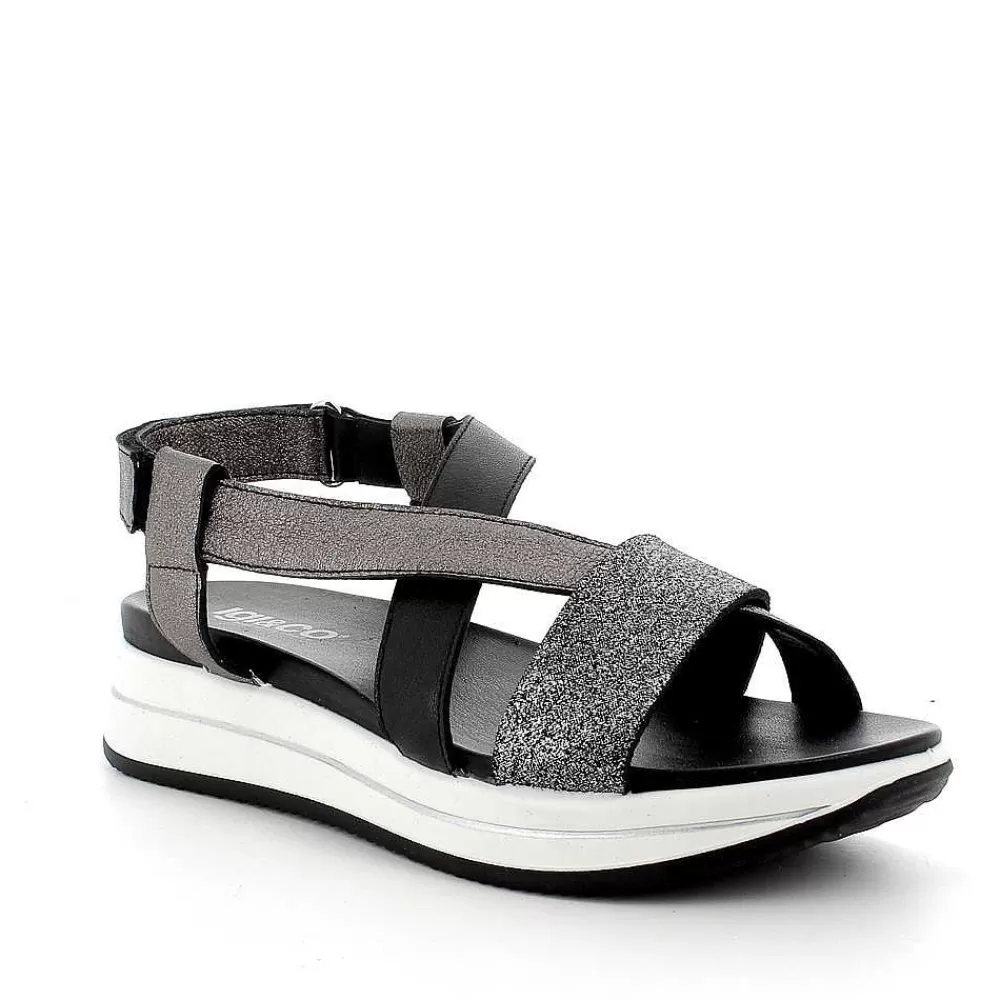 Sandali E Infradito | Igi&Co Sandalo In Pelle Da Donna Nero-Grigio Scuro